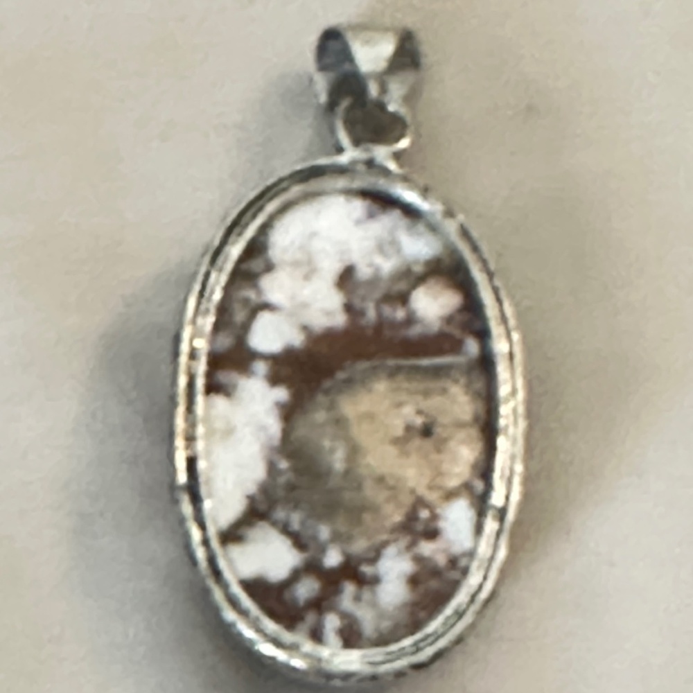 925 Sterling Silver Plated Wild Horse Jasper Pendant, Oval, Fair /Good Condition - Picture 6 of 9